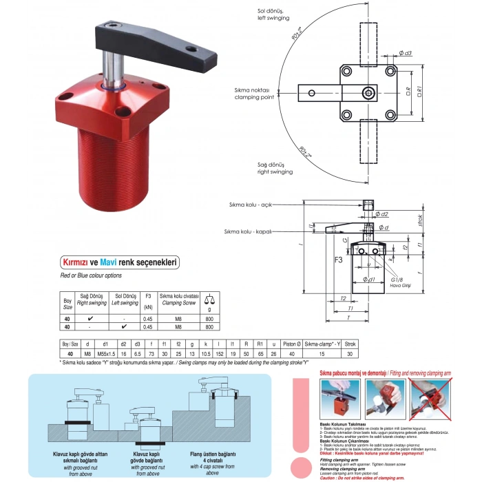 P21/629Y-R/L/40 PNÖMATIK BAĞLAMA ELAMANI
