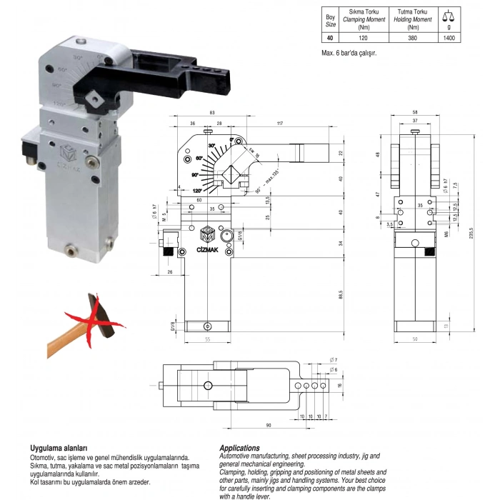 P30/623M/40 PNÖMATIK BAĞLAMA ELAMANI