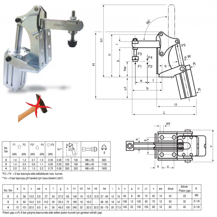 P50/600 PNÖMATIK BAĞLAMA ELAMANI