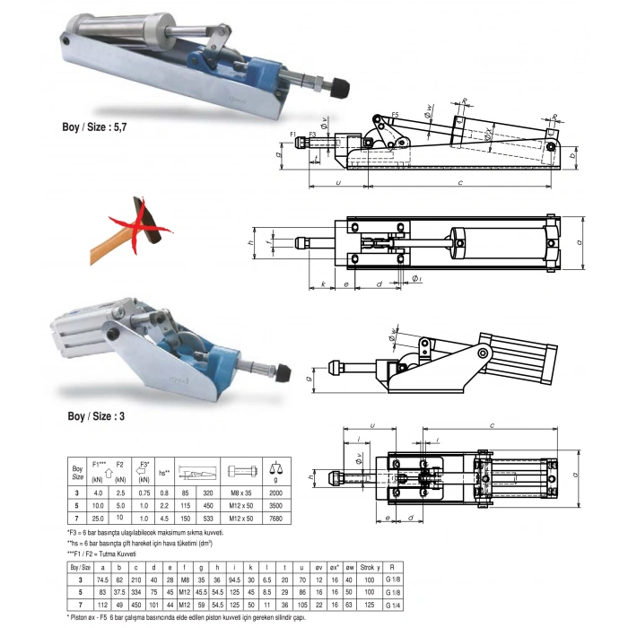 P55/650 PNÖMATİK BAĞLAMA ELAMANI