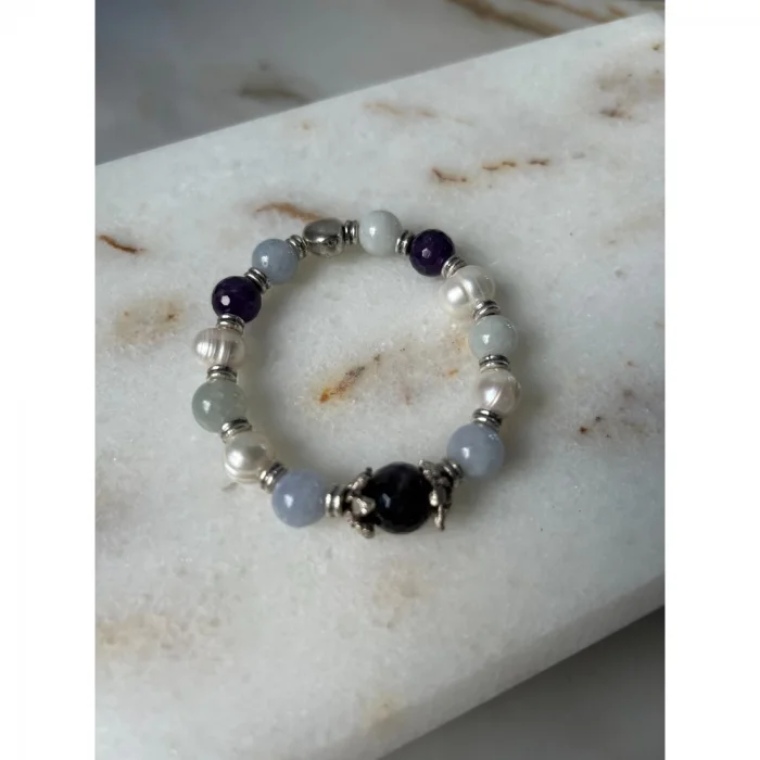 Ametist Aquamarine İnci Bileklik