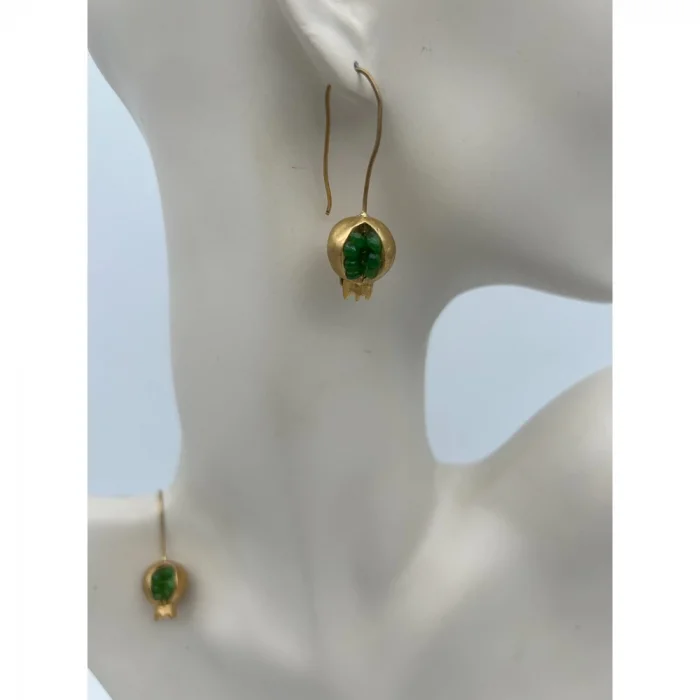 Kristal Kesim Doğal Taşlı Nar Tasarım Küpe