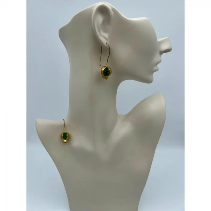 Kristal Kesim Doğal Taşlı Nar Tasarım Küpe