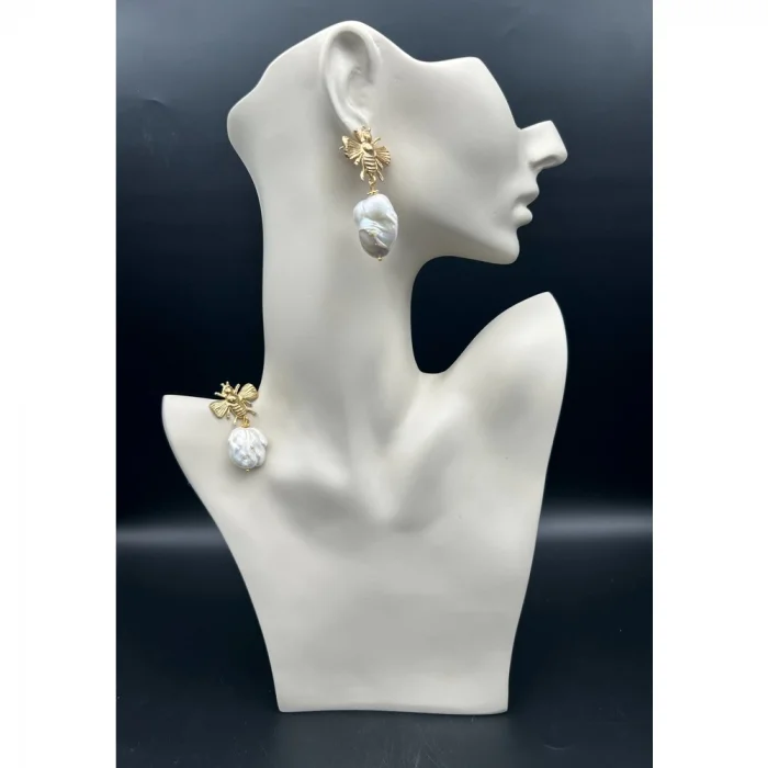 Barok İnci Arı Model Küpe