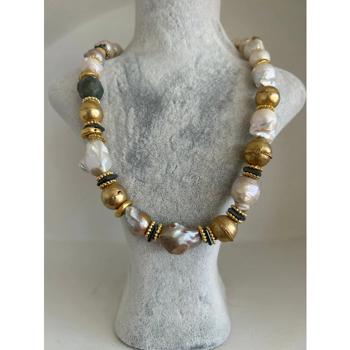 Barok İnci Labradorit Kolye