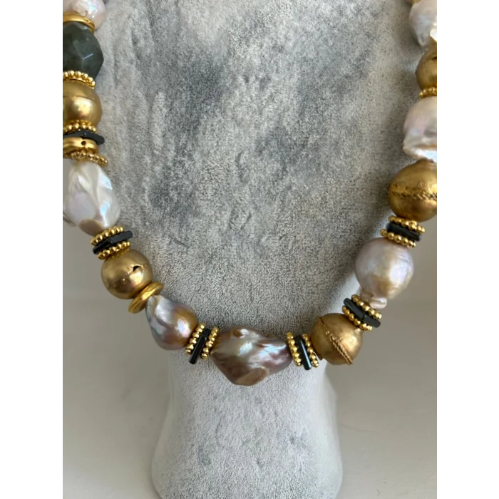 Barok İnci Labradorit Kolye