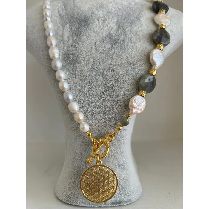 İnci Labradorit Kolye ve Bileklik Set