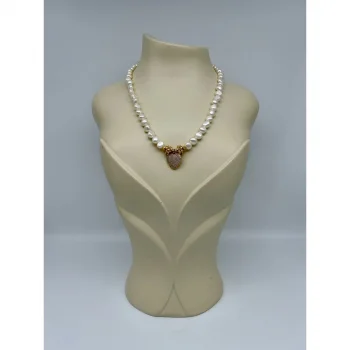 İnci Zirkon Kalp Uçlu Kolye