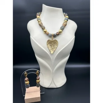 Labradorit Antik Kolye ve Küpe