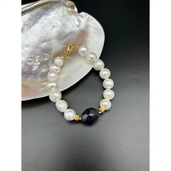 İnci Ametist Bileklik