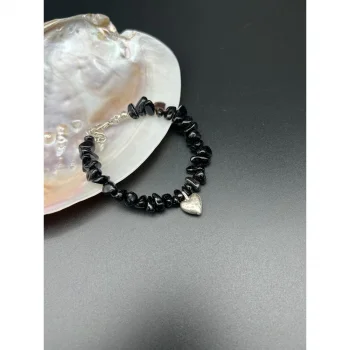 Oniks Kalp Uçlu Bileklik