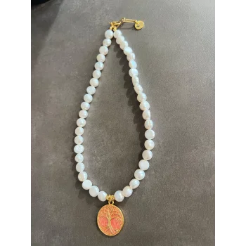 İnci Hayat Ağacı Uçlu (Kırmızı) Kolye