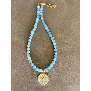 Aquamarine Hayat Ağacı Uçlu Kolye