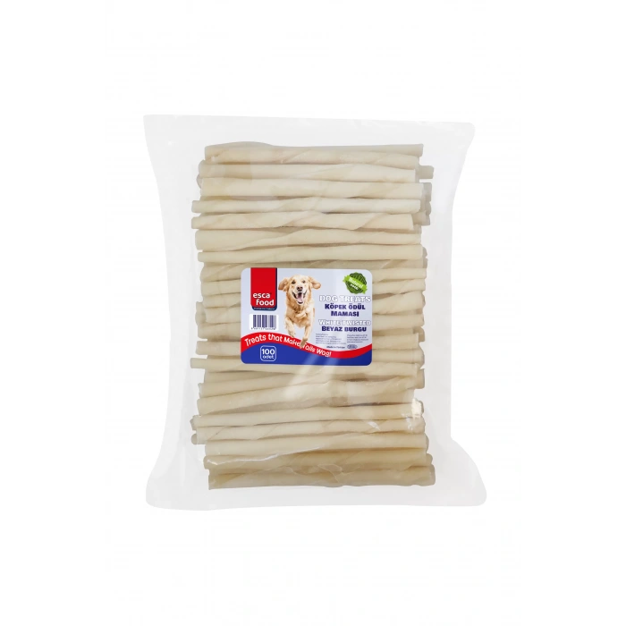 ESCA FOOD BEYAZ BURGU KEMİK 12 CM - 100LÜ 500 GR KÖPEK ÖDÜL MAMASI