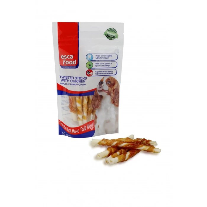 ESCA FOOD TAVUKLU BURGU KEMİK 12 SANTİMETRE 10LU 70 GRAM KÖPEK ÖDÜL MAMASI