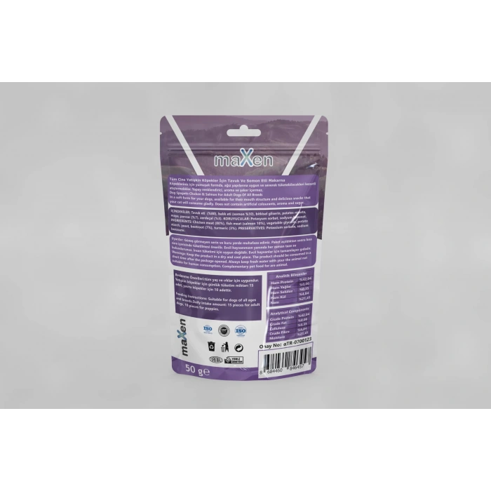 MAXEN TAVUKLU & SOMONLU KÖPEK MAKARNA ÖDÜLÜ 50GR