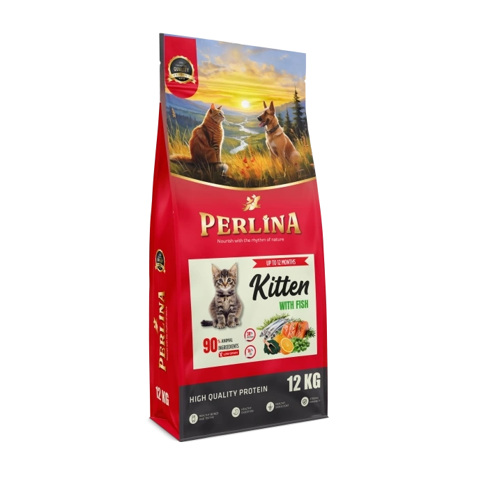 Perlina Kitten Balıklı Yavru Kedi Maması, 12 KG, Yüksek Protein