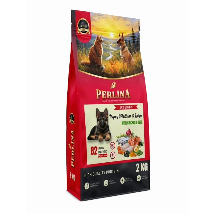 Perlina Orta ve Büyük Irk Yavru Köpek Maması, Tavuk ve Balık, 2 KG
