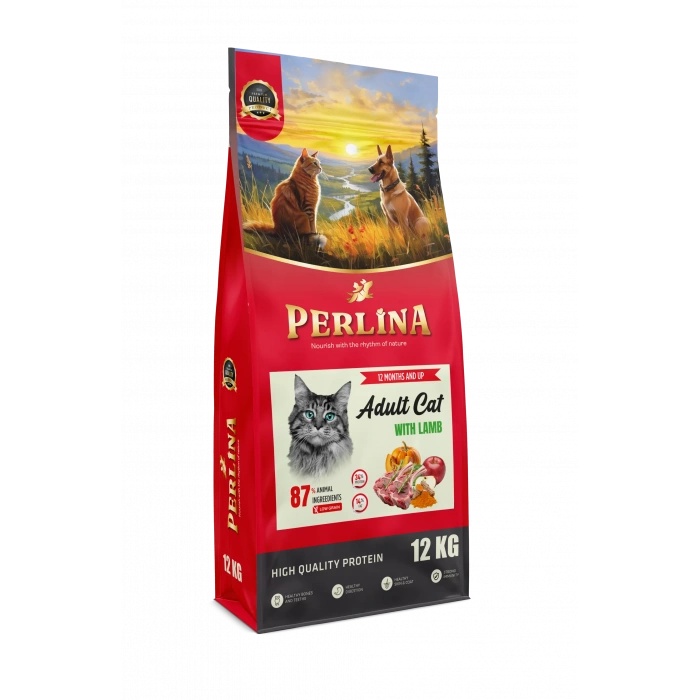 Perlina Premium Yetişkin Kedi Maması, Kuzu Etli, Yüksek Protein, 12 KG, 12 Ay ve Üzeri