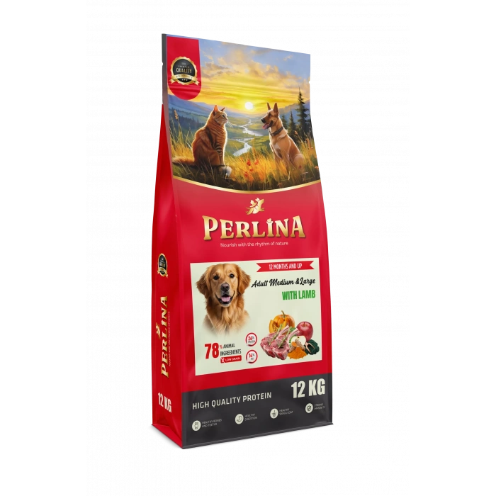 Perlina Yetişkin Köpek Maması, Orta ve Büyük Irk, Kuzu Etli, 12 kg