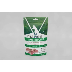 MAXEN Kuzu Etli Köpek Bisküvisi, Doğal İçerikli, Probiyotik Katkılı, Tahıl ve Et Proteinli, Tüm Irklara Uygun, 80 gr