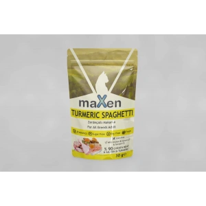 MAXEN Turmeric Spaghetti Kedi Ödül Maması, Zerdeçal, Tavuk ve Somon Etli, Tahılsız, Şekersiz, 30gr