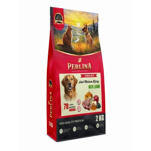 Perlina Orta ve Büyük Irk Yetişkin Köpek Maması, Kuzu Etli, 2 kg,%78 Hayvansal İçerik