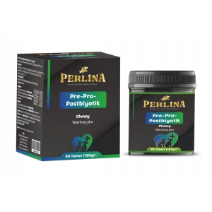 Perlina Pre-Pro-Postbiyotik Sindirim Sistemi Desteği, Veteriner Plus, Çiğnenebilir Tablet, 90 Adet, Köpekler ve kediler İçin