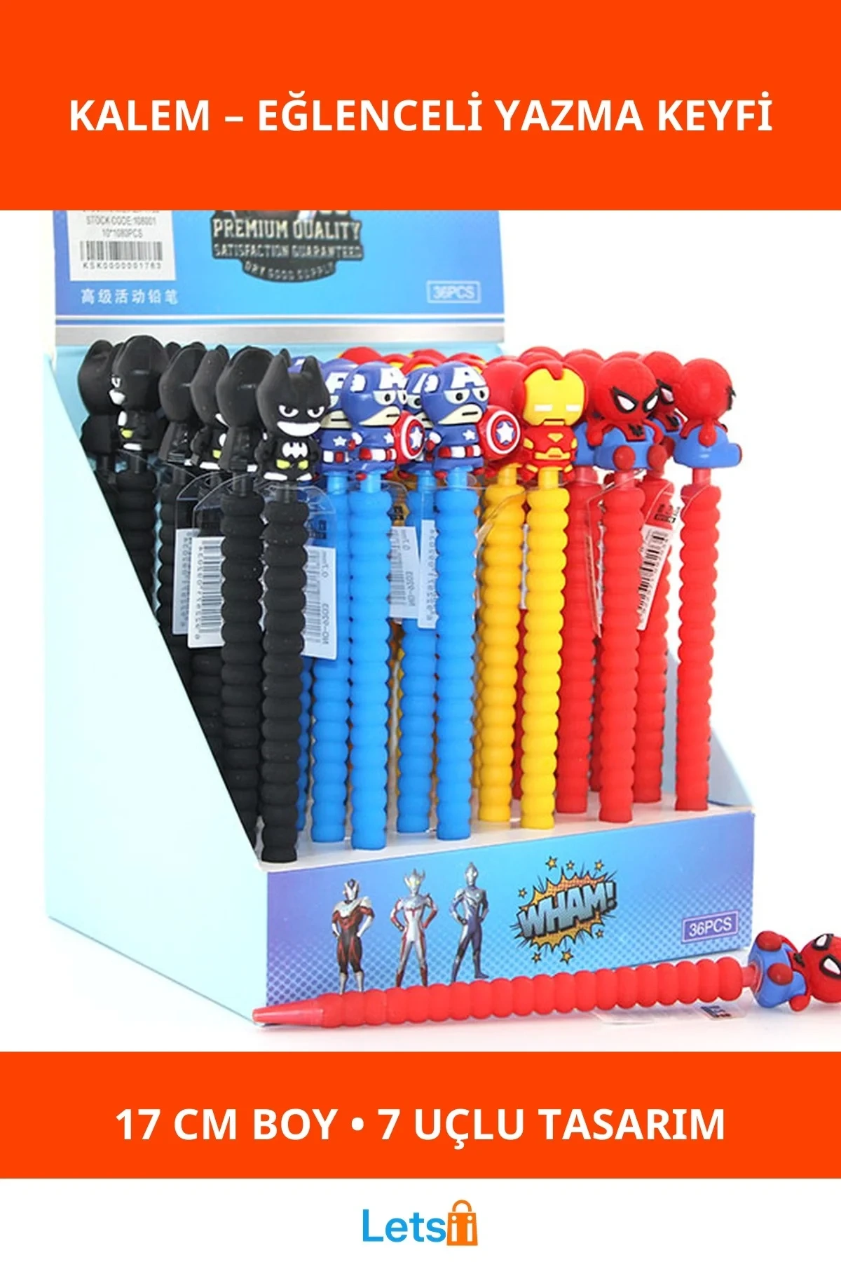 07 Uçlu Kahraman Figürlü Kalem 17 cm