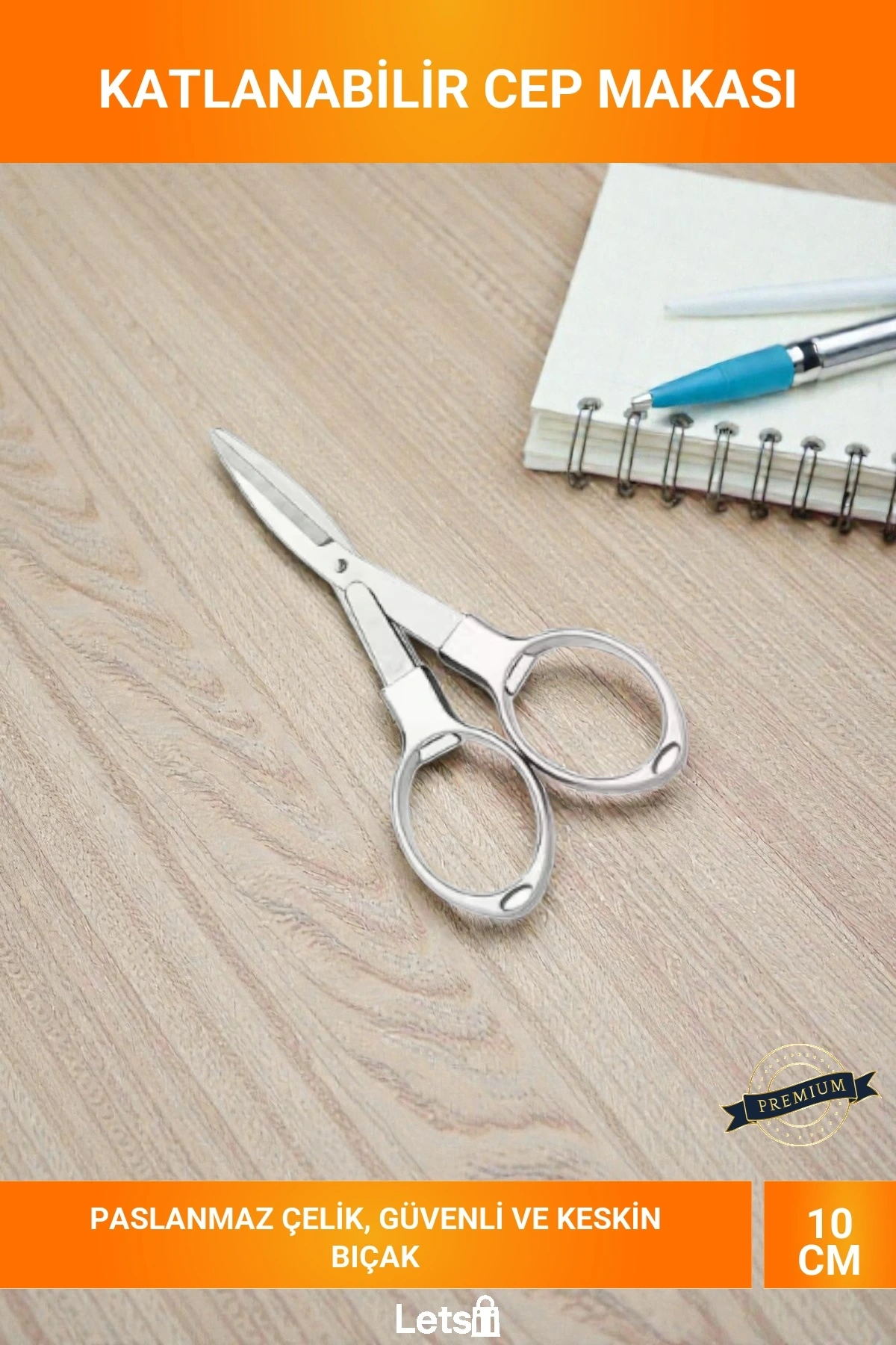 10 cm Paslanmaz Çelik Bıçaklı Güvenli Katlanabilir Cep Tipi Mini Makas