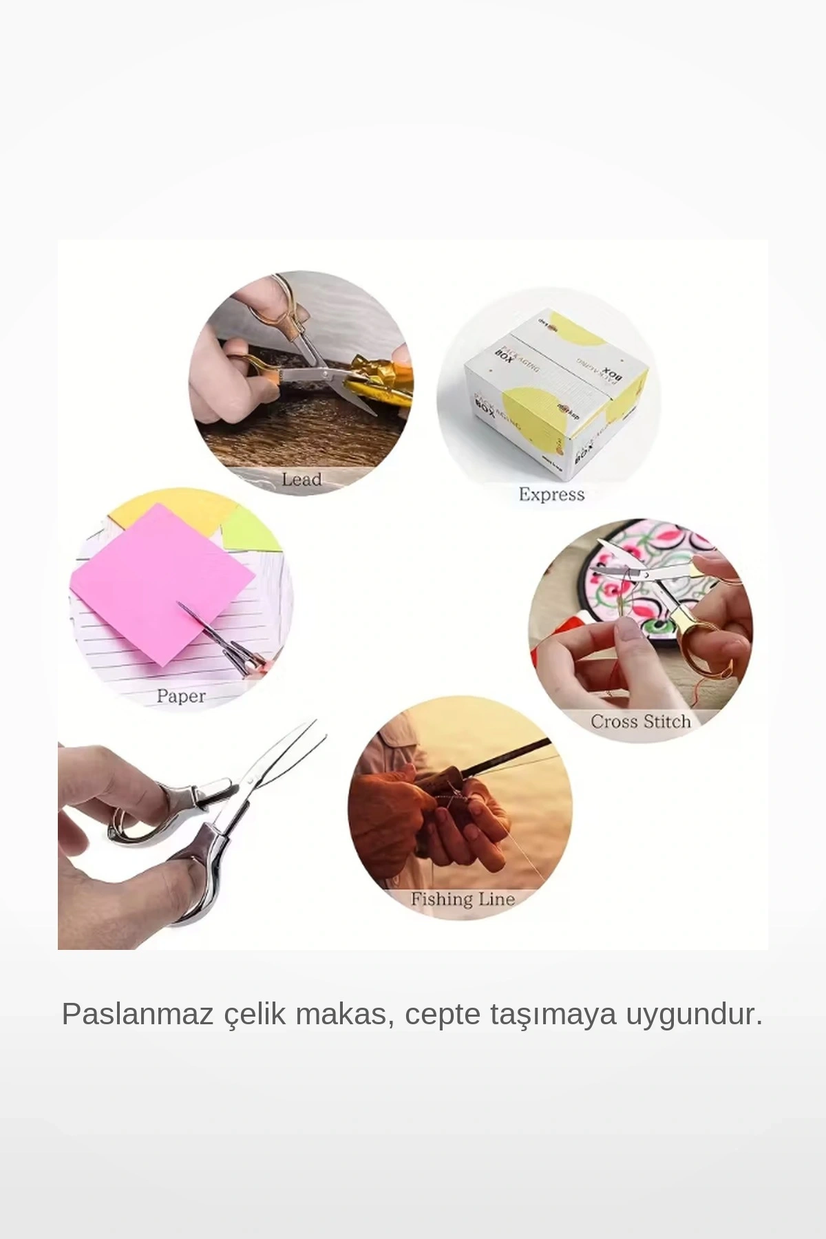 10 cm Paslanmaz Çelik Bıçaklı Güvenli Katlanabilir Cep Tipi Mini Makas