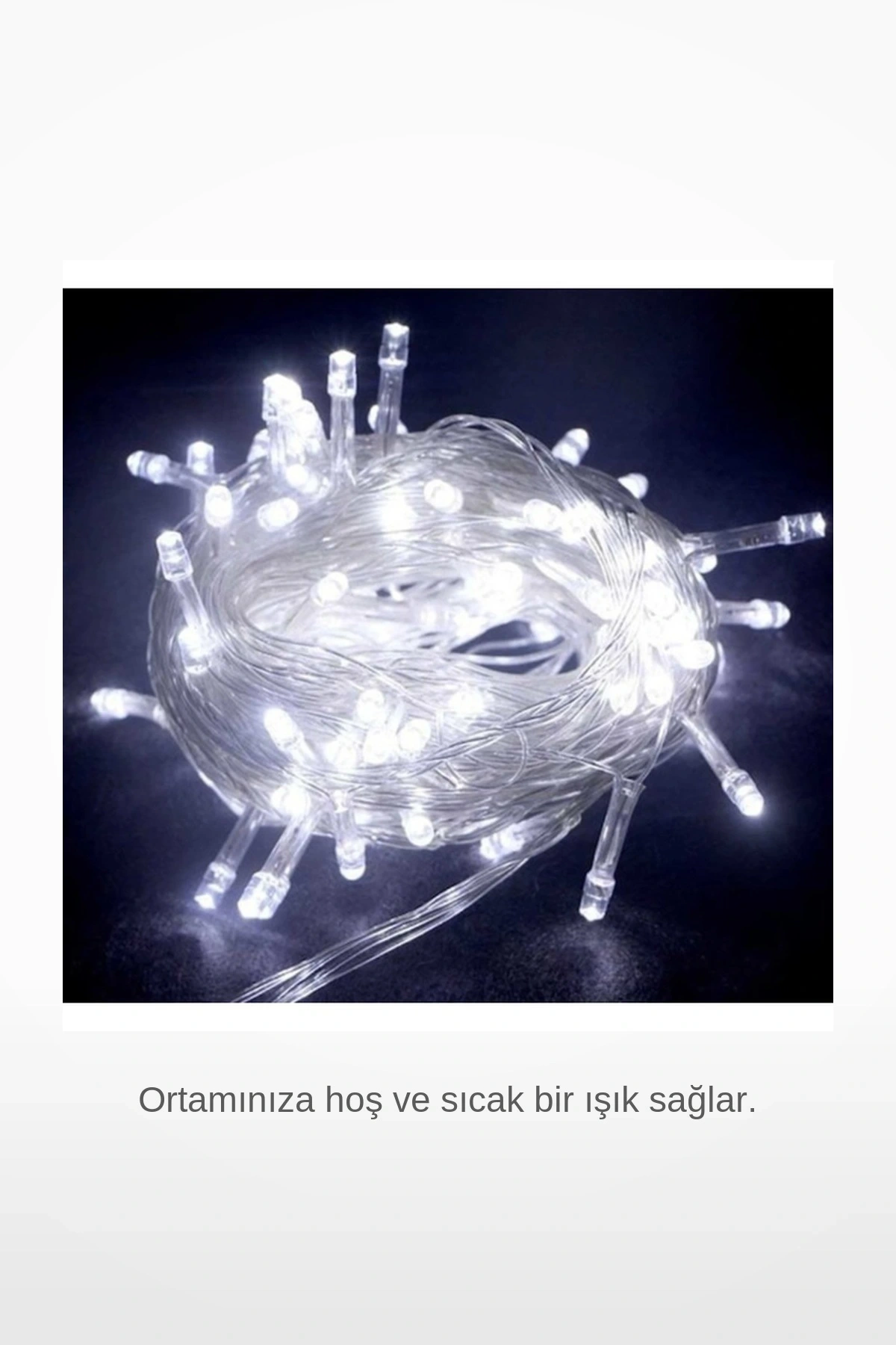10 Metre 100 LED Beyaz Işıklı Boncuk Lamba Şeffaf Kablolu Dekoratif Aydınlatma