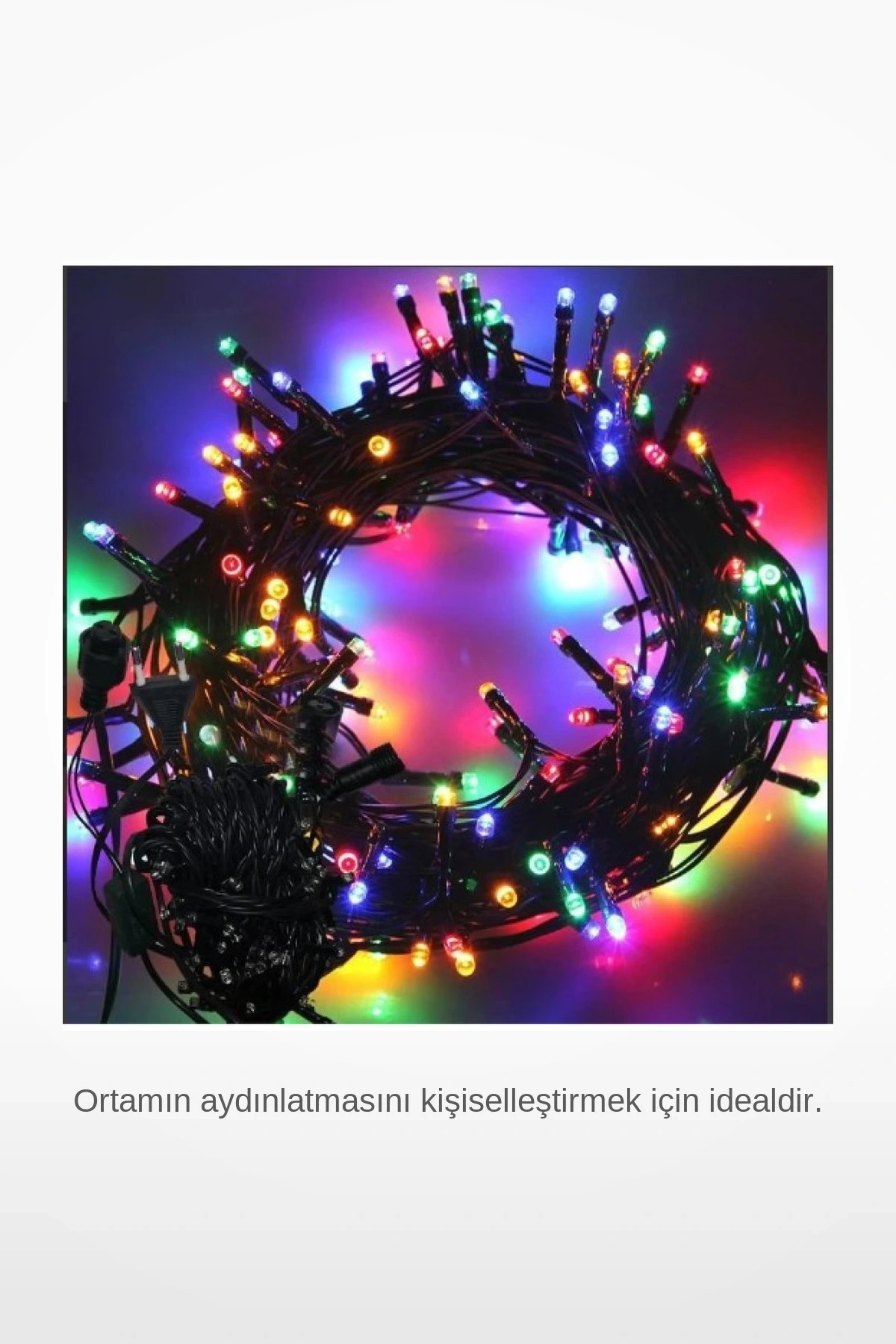 10 Metre 100 LED Boncuk Lamba RGB Renkli Eklemeli Fişli Siyah Kablo Dekoratif Işık Dizesi