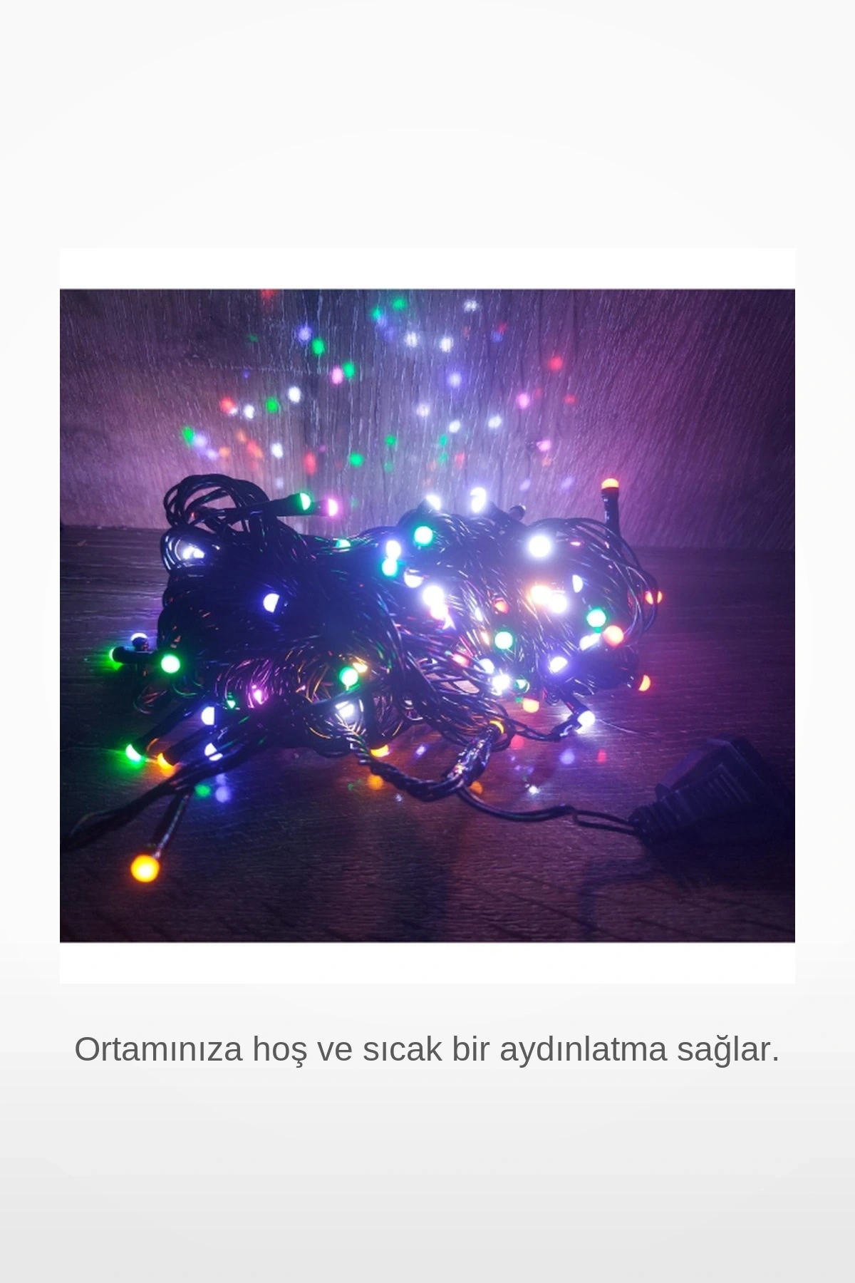 10 Metre 100 LED Damla Uçlu RGB Renkli Fişli Siyah Kablo İç Dış Mekan Dekorasyon Işık Dizesi