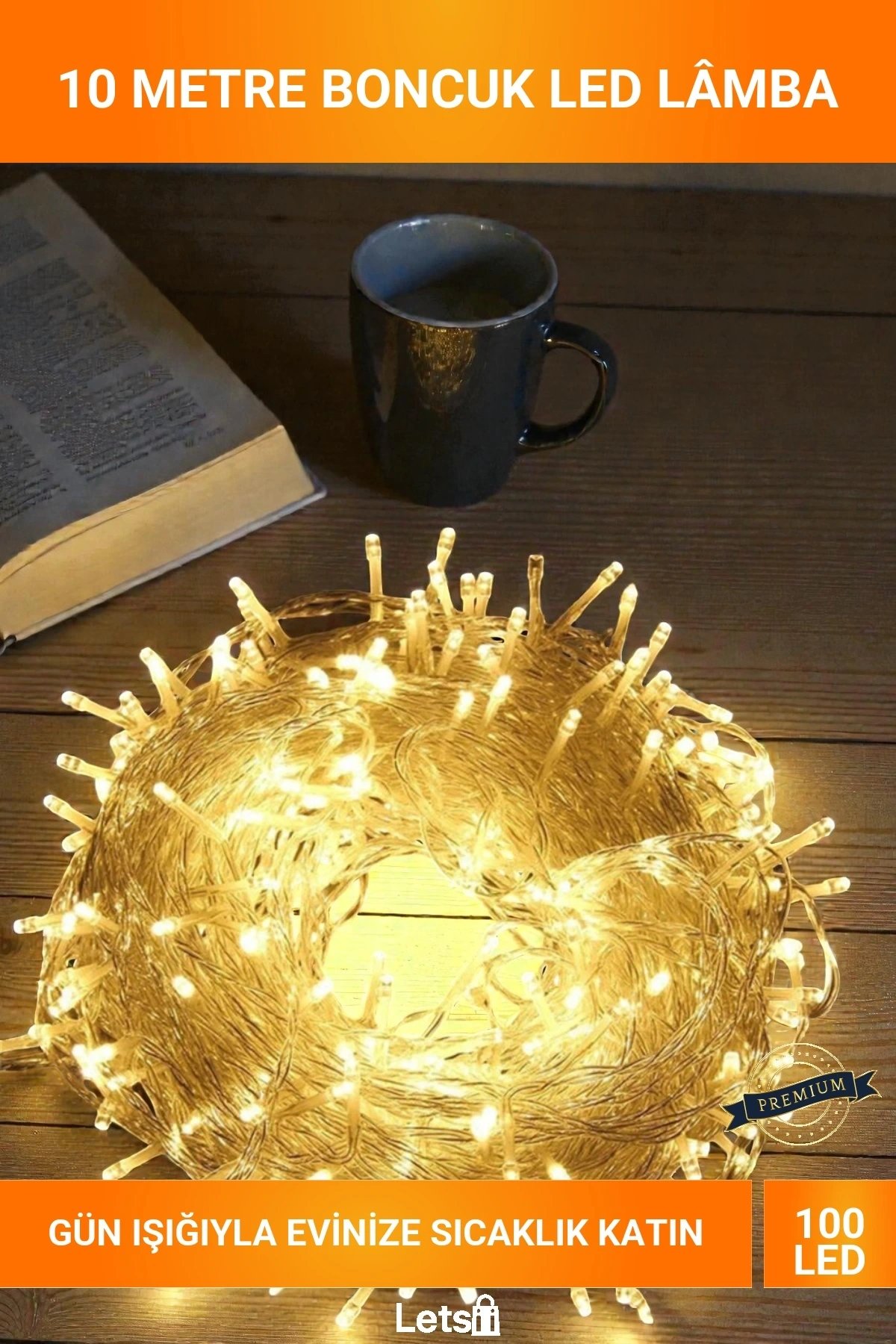 10 Metre 100 LEDli Gün Işığı Boncuk Lamba Şeffaf Kablolu Dekoratif Aydınlatma