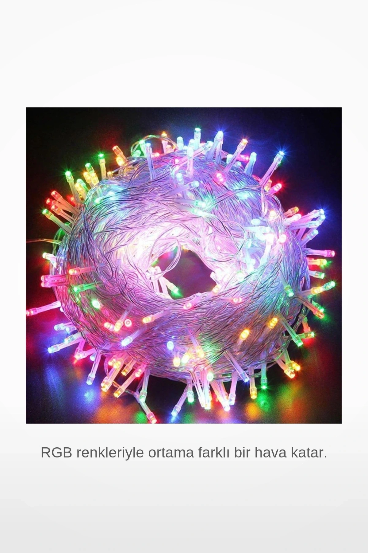 10 Metre 100 LED RGB Boncuk Lamba Şeffaf Kablolu Dekoratif Aydınlatma