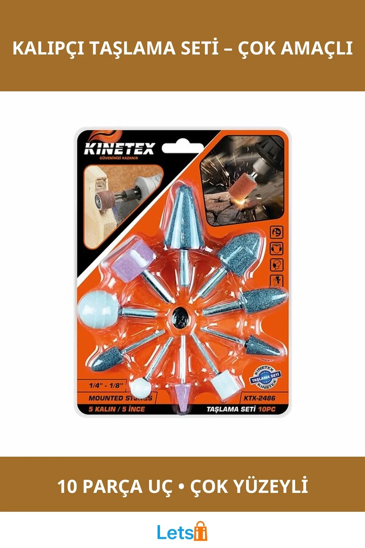 10 Parça Kalıpçı Taşlama Ucu Seti Metal, Ahşap ve Plastik Yüzeyler İçin