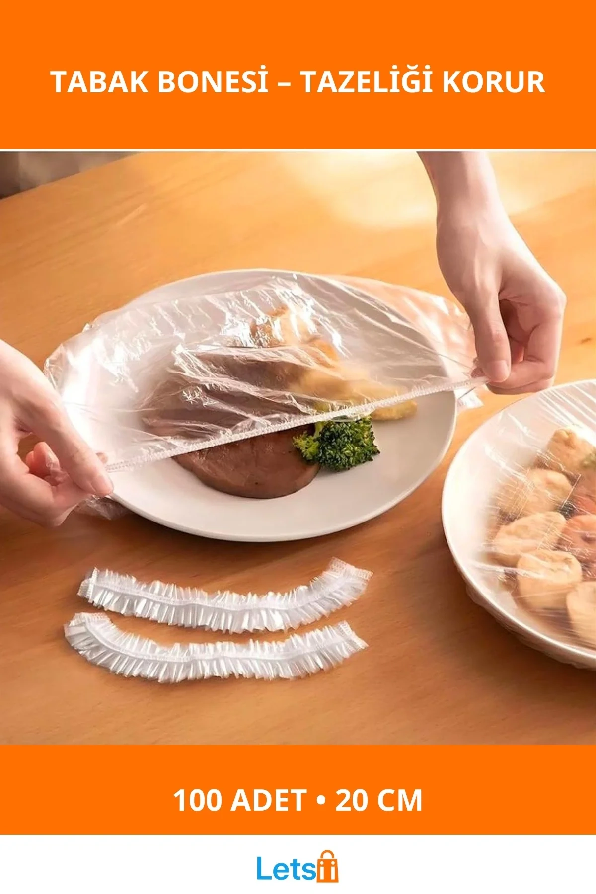 100 Adet Lastikli Tencere ve Tabak Bonesi 20cm