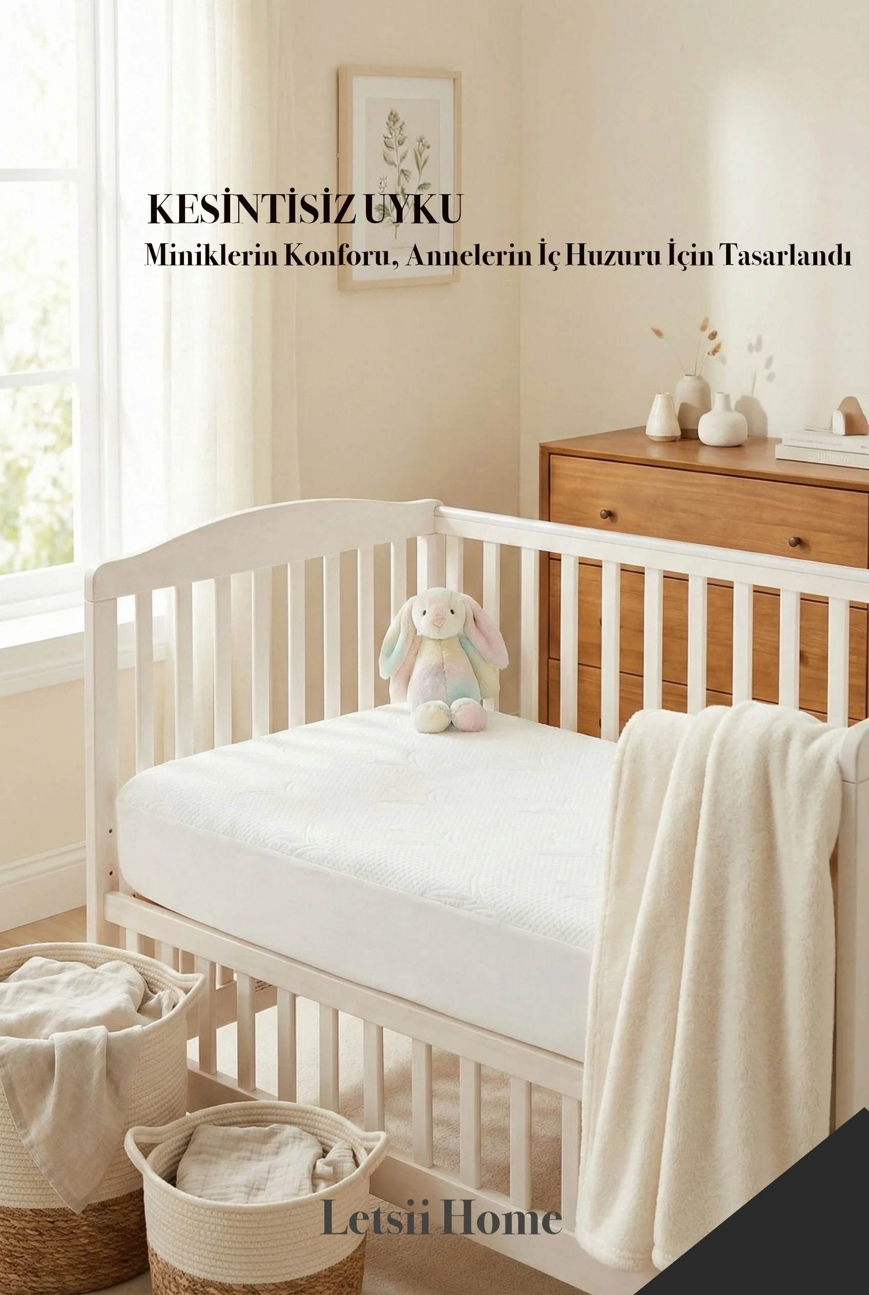 %100 Pamuk Yüzeyli Sıvı Geçirmez Bebek ve Çocuk Yatak Alezi | Ultra Sessiz Fitted Park Beşik & Kreş Alezi 60*120