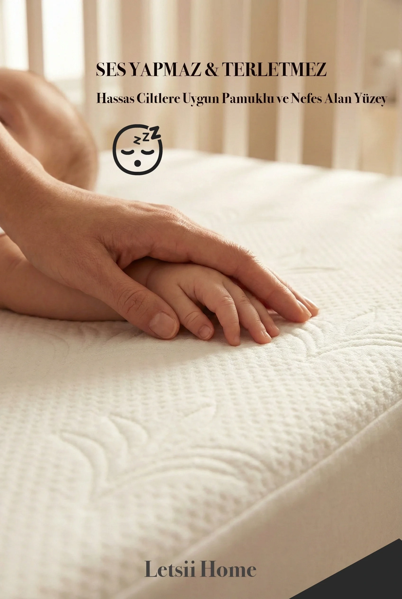 %100 Pamuk Yüzeyli Sıvı Geçirmez Bebek ve Çocuk Yatak Alezi | Ultra Sessiz Fitted Park Beşik & Kreş Alezi 70*110