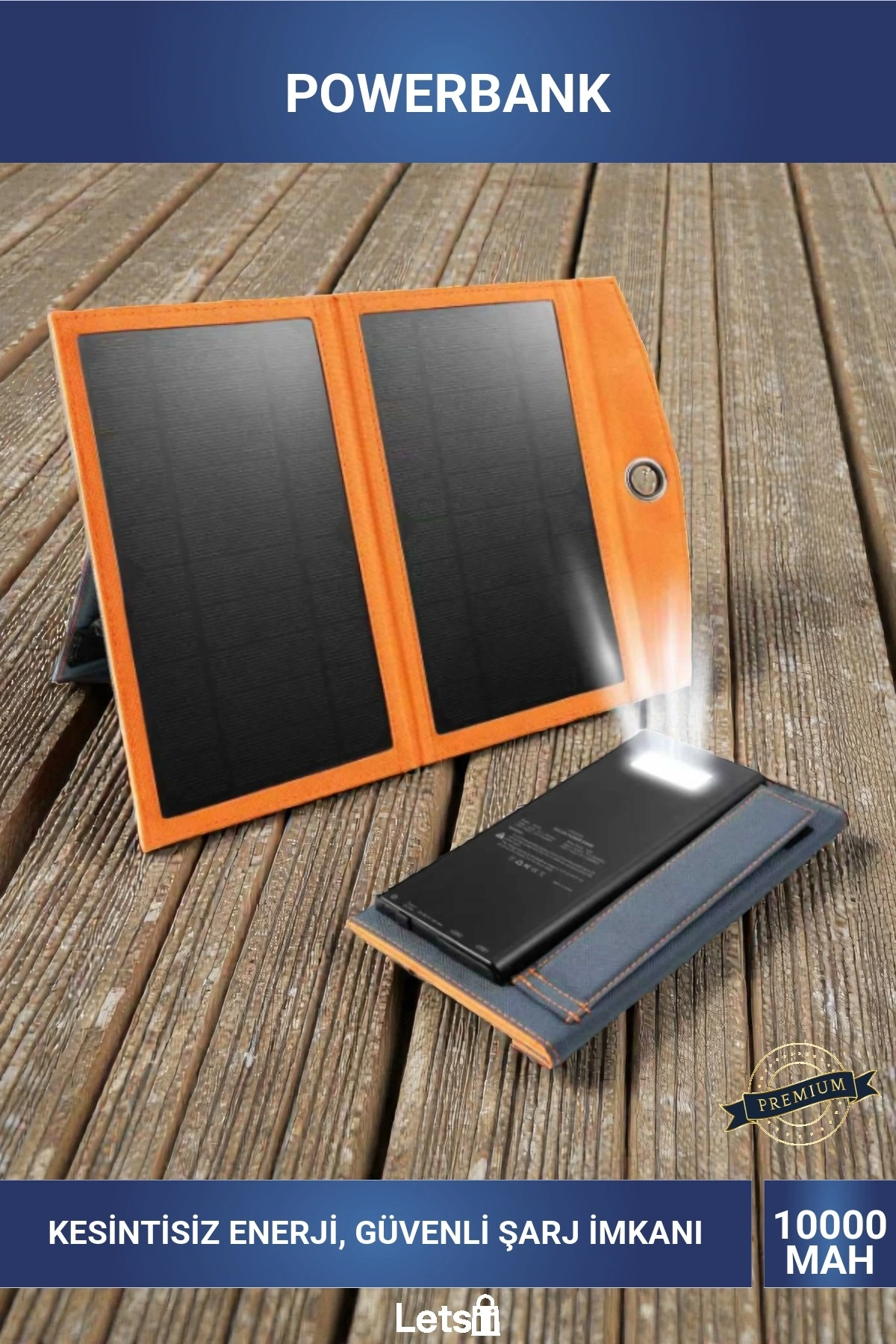 10000 mAh Yüksek Kapasiteli Solar Güneş Enerjili Kickstand Destekli Kamp Seyahat Powerbank