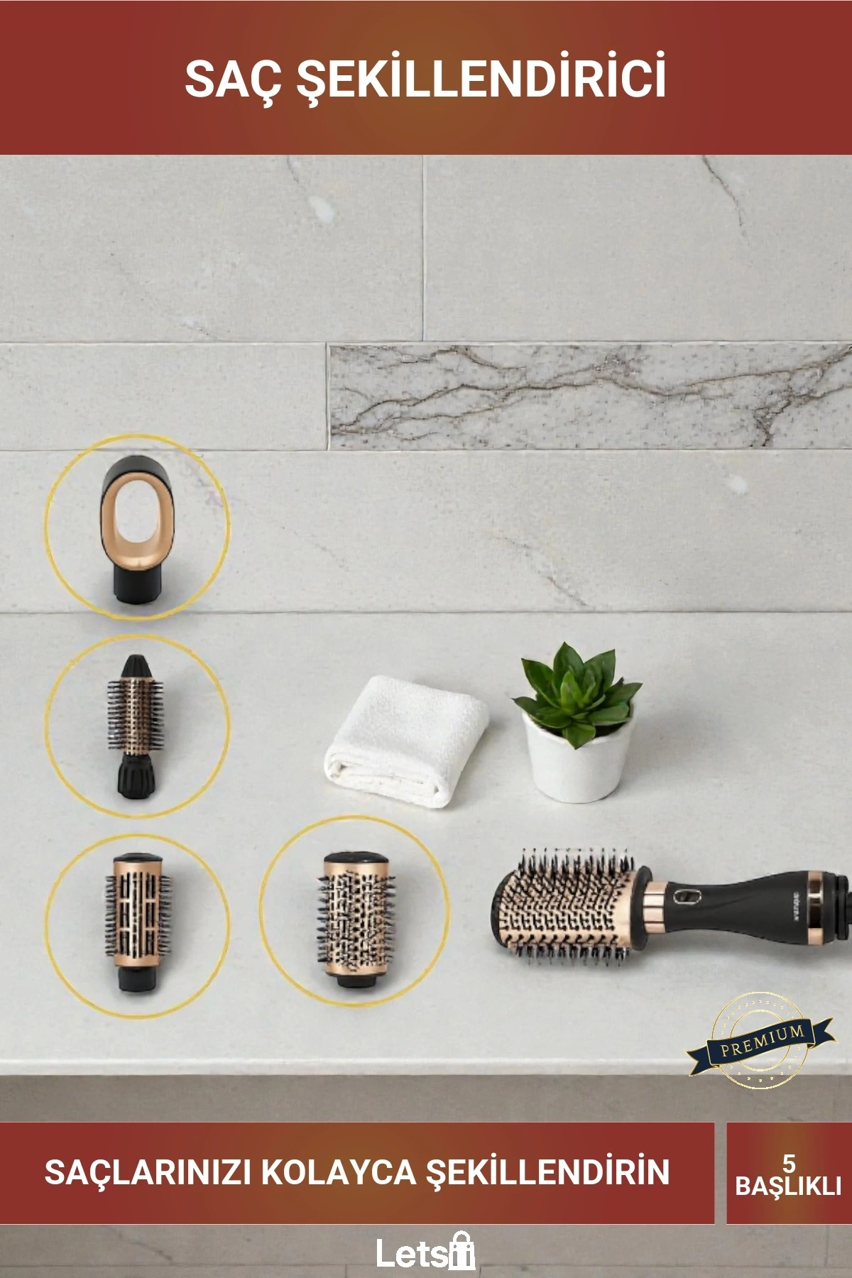 1000W İyonik 5 Başlıklı Çok Fonksiyonlu Air Saç Şekillendirici Fön Makinesi