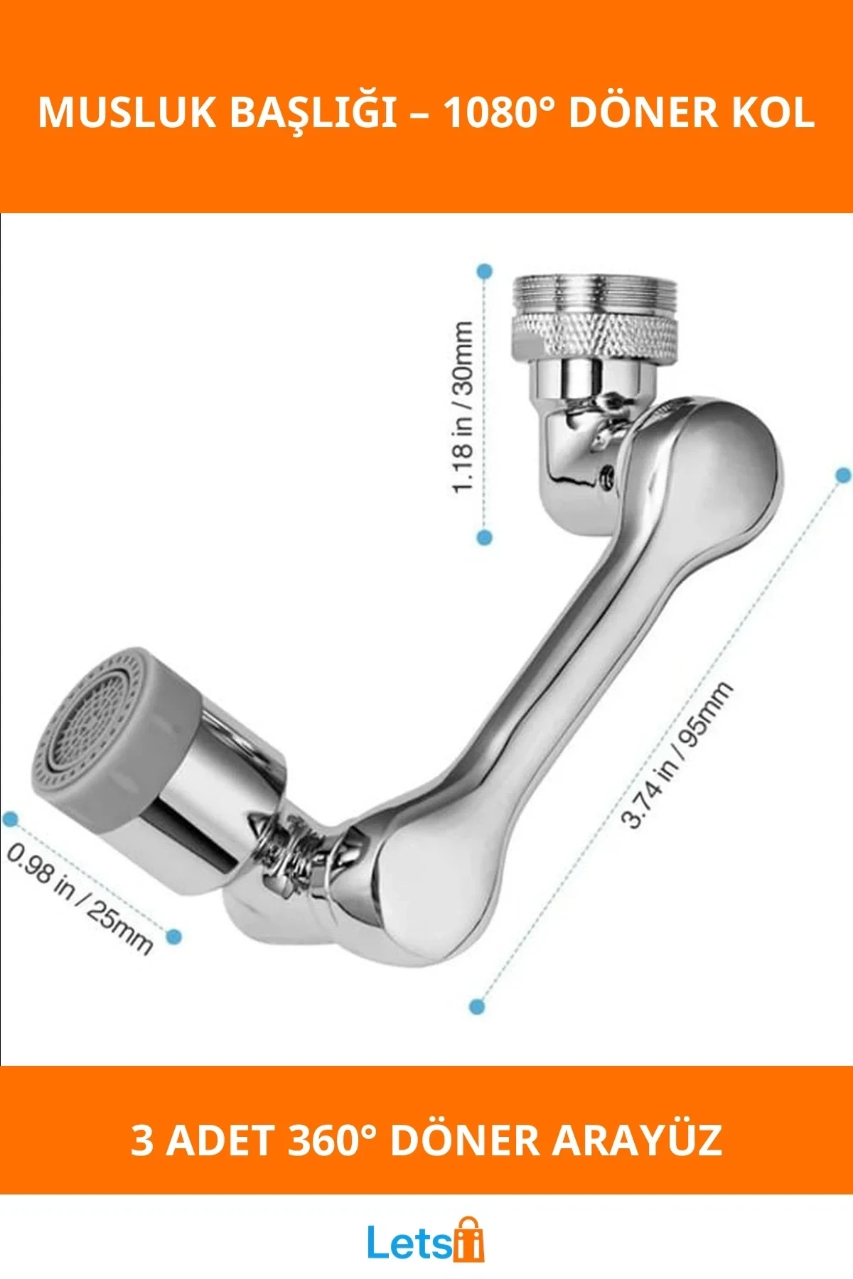 1080° Çok Yönlü Dönüşlü ABS Plastik Musluk Başlığı