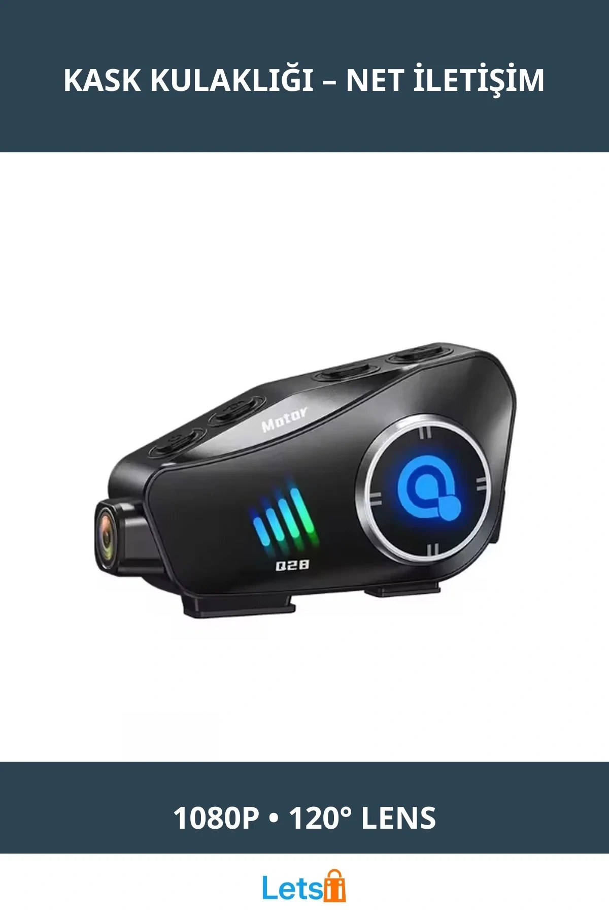 1080P Full HD Kameralı Bluetooth Su Geçirmez Motosiklet Kask Kulaklığı