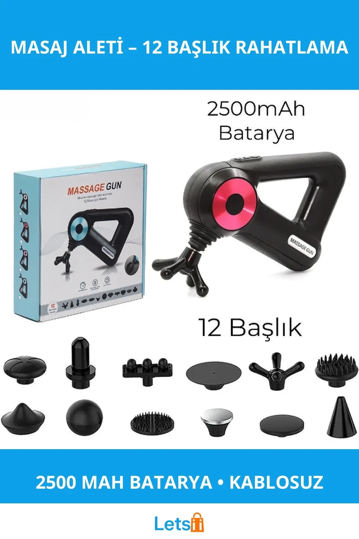 12 Başlıklı Kablosuz Masaj Aleti Ergonomik Tasarım