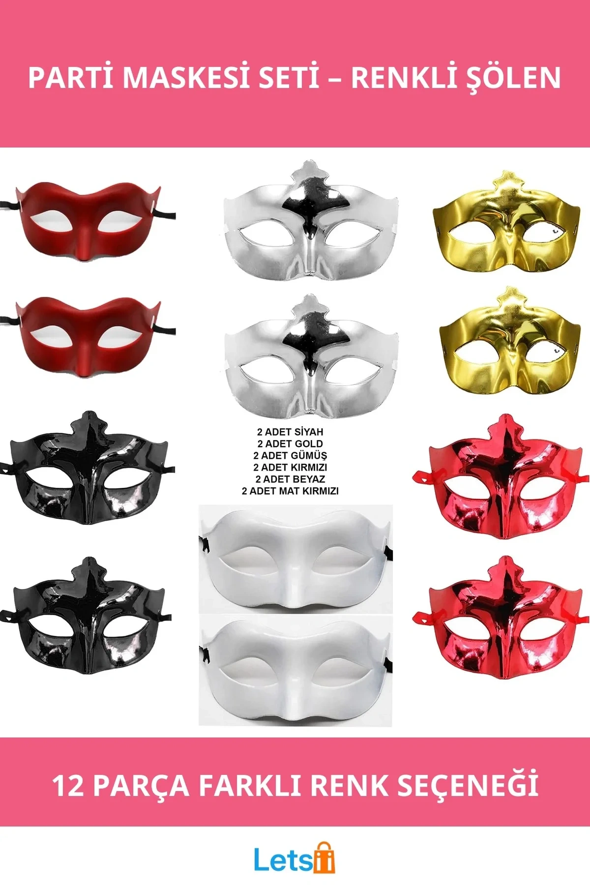 12li Renkli Parti Maskesi Seti Şık ve Dayanıklı Maske