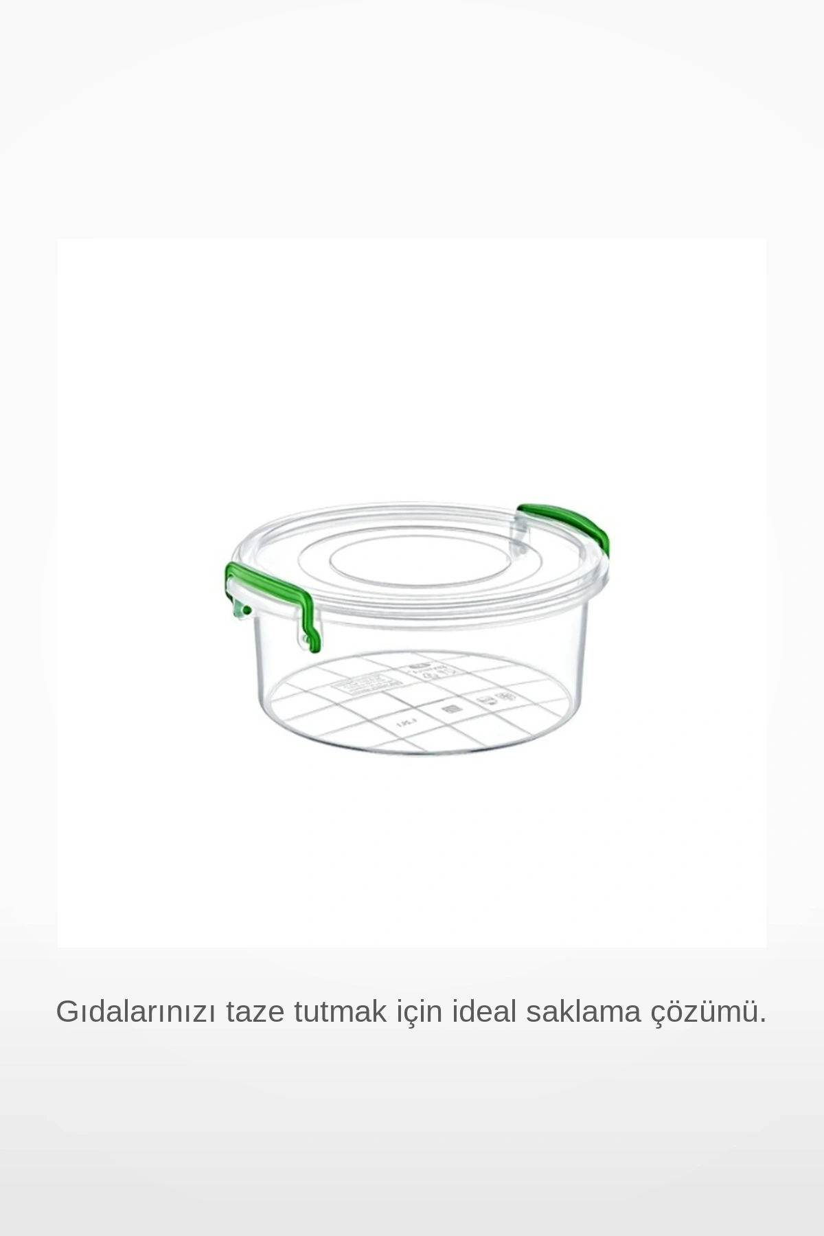 1.2 Litre Yuvarlak Yeşil Klipsli Hava Geçirmez Saklama Kutusu