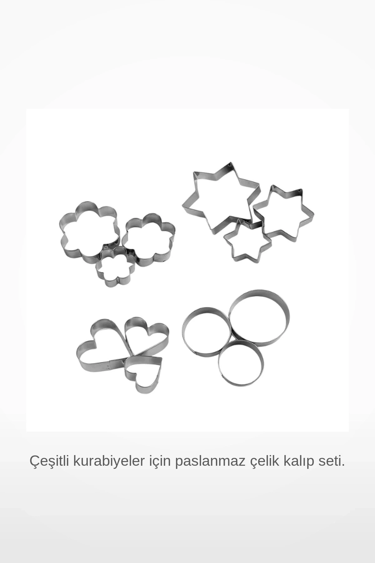 12 Parça Paslanmaz Çelik 4 Şekilli Çok Boyutlu Kurabiye Kek Hamur Kalıp Seti