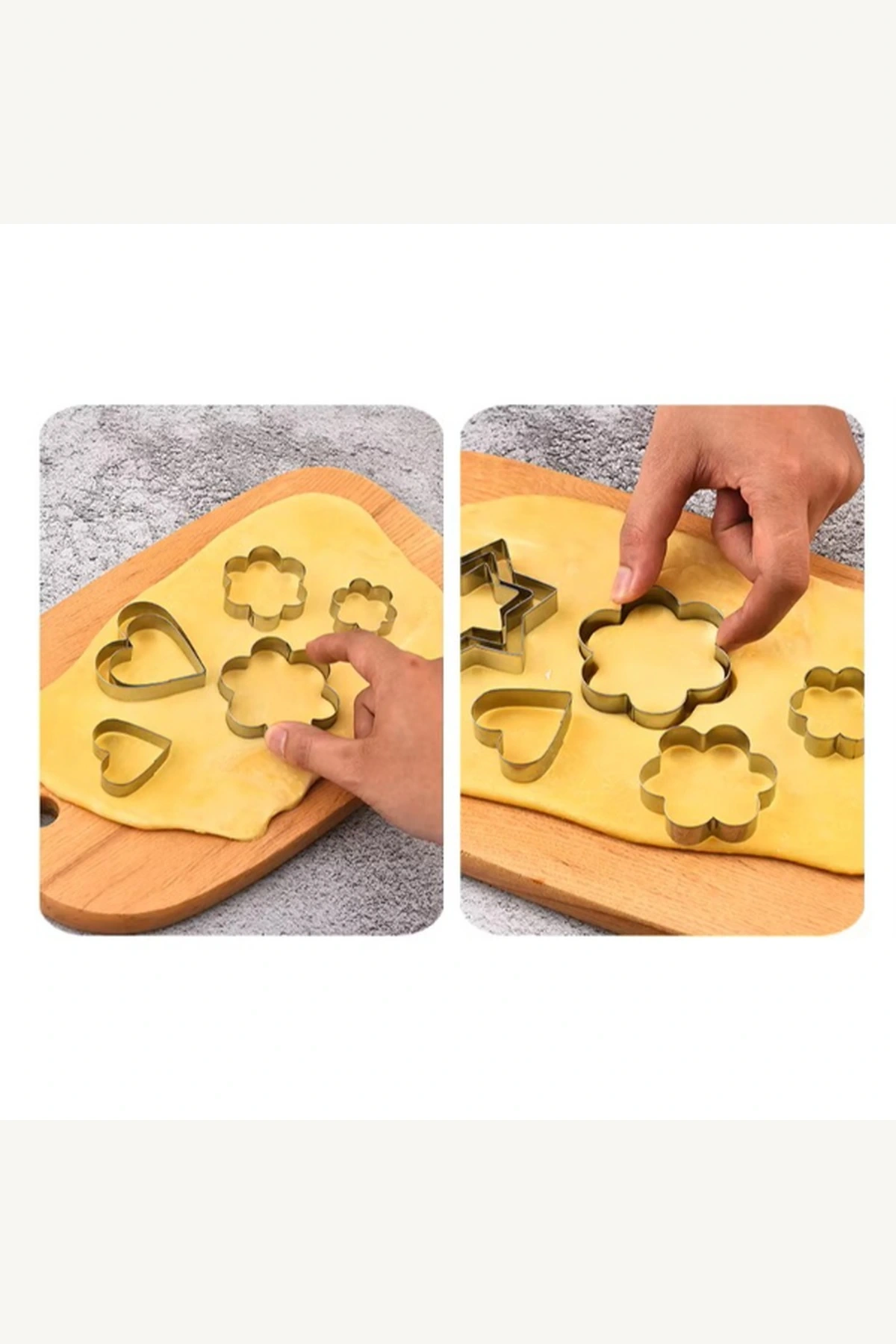 12 Parça Paslanmaz Çelik 4 Şekilli Çok Boyutlu Kurabiye Kek Hamur Kalıp Seti