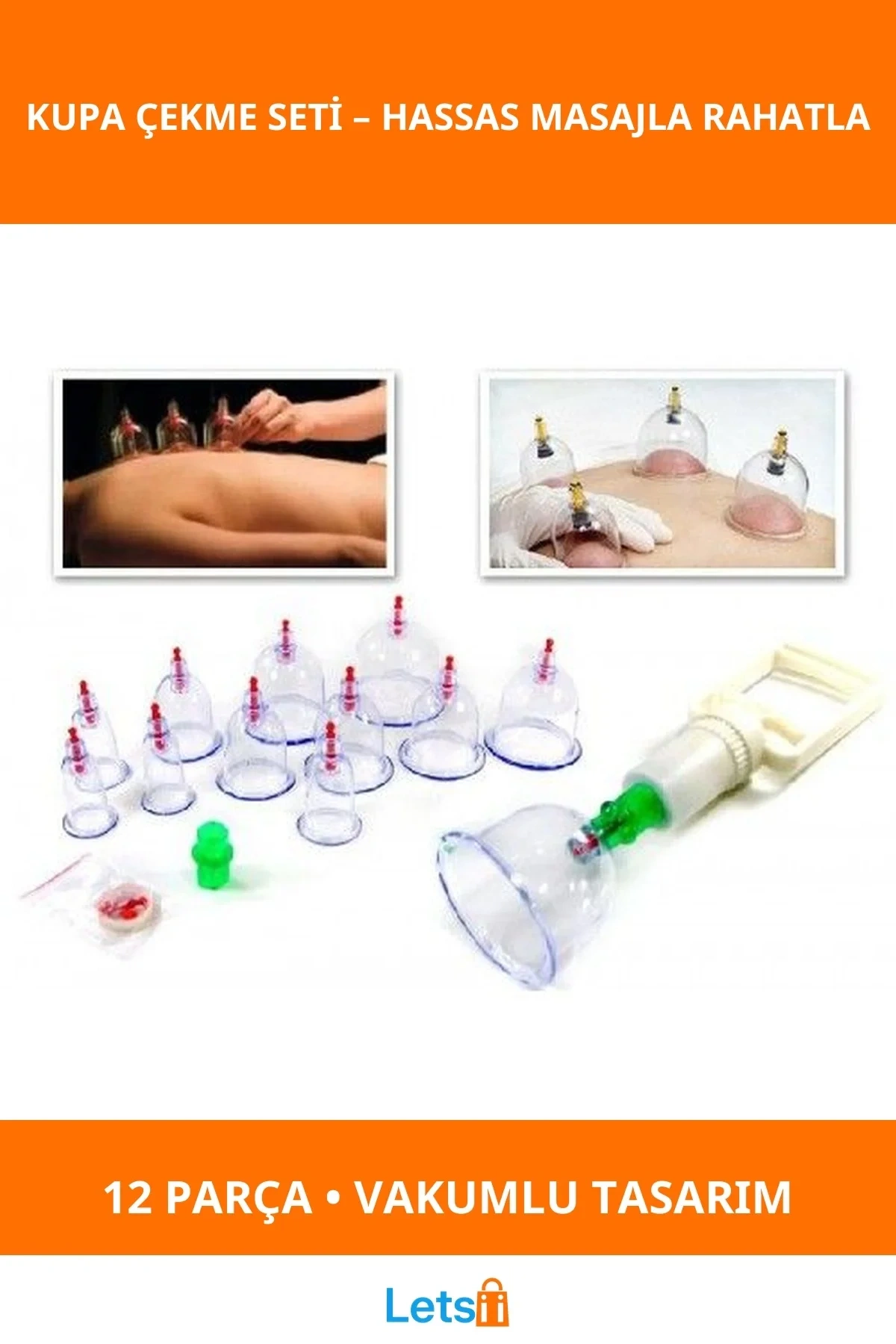 12 Parça Vakumlu Hacamat Kupa Çekme Masaj Seti